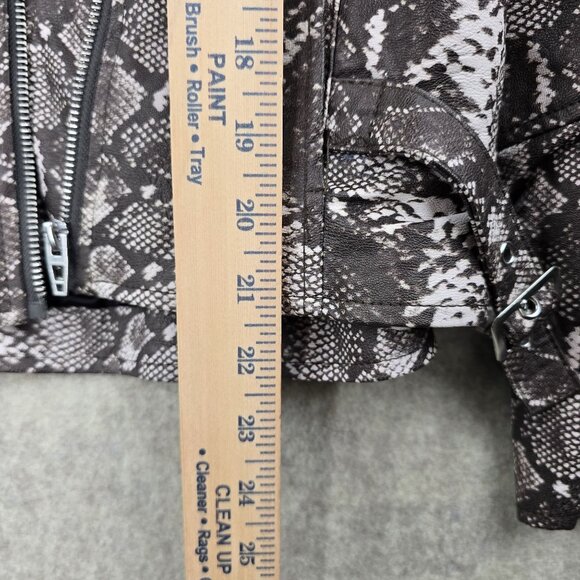 Colleen Lopez Snake Print Faux Leather Moto Jacket With Zipper Accents - Picture 8 of 9